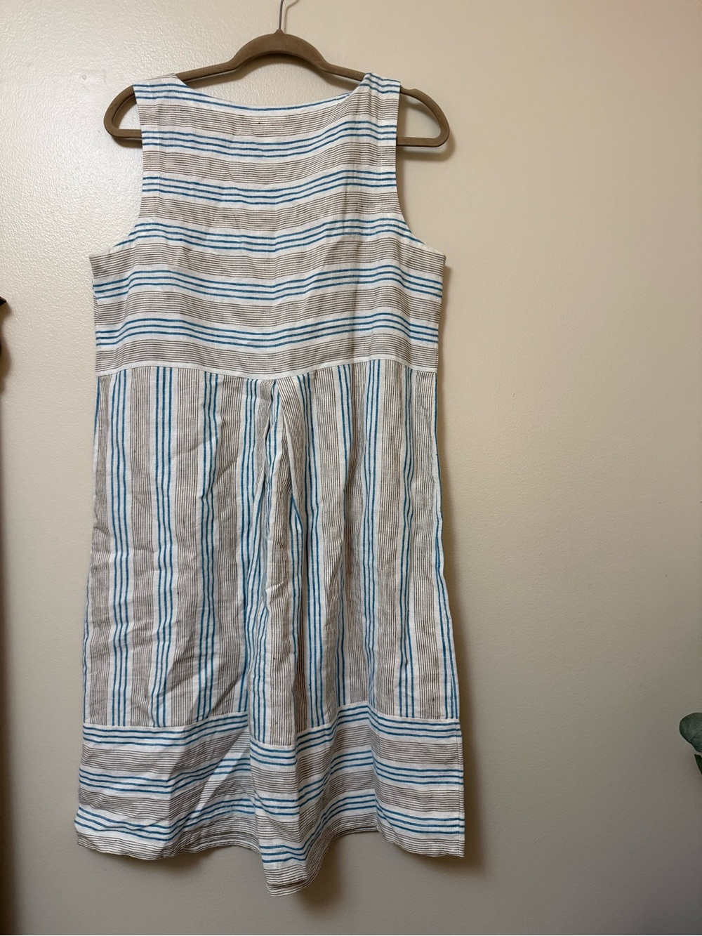 J.Jill Striped Sleeveless Linen knee length  Dress in Blue and Cream - Picture 2 of 9